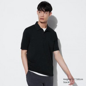 Uniqlo DRY-EX Men Polo Shirts Black US | WQVP-28307