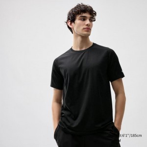 Uniqlo DRY-EX Men T-Shirt Black US | BAXZ-63219