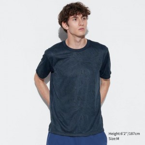 Uniqlo DRY-EX (Printed) Men T-Shirt Navy US | HMWK-41587