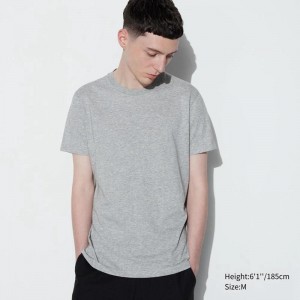 Uniqlo DRY Colour Crew Neck Men T-Shirt Grey US | GMPK-29573