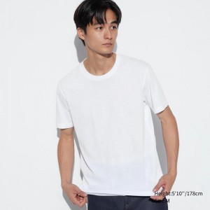 Uniqlo DRY Colour Crew Neck Men T-Shirt White US | UZPW-79815