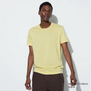 Uniqlo DRY Colour Crew Neck Men T-Shirt Yellow US | MCVF-10673