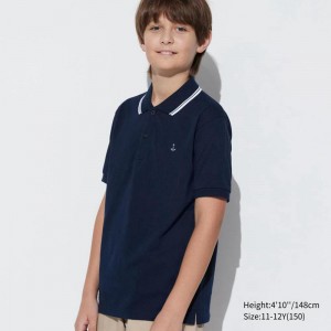 Uniqlo DRY Piqué (Embroidered) Kids' Polo Shirt Navy US | MAZG-59847