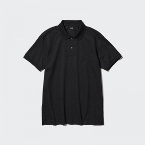 Uniqlo DRY Piqué Men Polo Shirt Black US | AYUI-05238