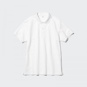 Uniqlo DRY Piqué Men Polo Shirt White US | ALEC-93028