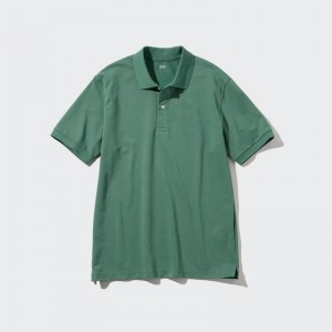 Uniqlo DRY Piqué Men Polo Shirts Green US | DWNE-57938