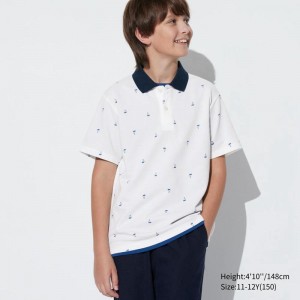 Uniqlo DRY Piqué (Printed) Kids' Polo Shirt Off White US | DNCK-26597