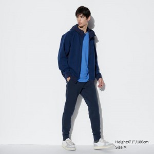 Uniqlo DRY Stretch (Long) Men Joggers Navy US | ZYJX-02146