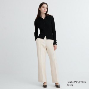 Uniqlo DRY Sweat Track Women Trousers Off White US | SBRP-24685