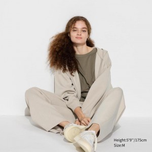 Uniqlo DRY Sweat Wide (Long) Women Trousers Natural US | GAJN-12846