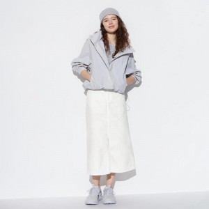 Uniqlo Denim Long Women Skirts White US | ZKIY-09761