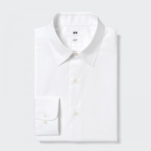 Uniqlo Easy Care Stretch Slim Fit (Regular Collar) Men Shirts White US | IRYV-68024