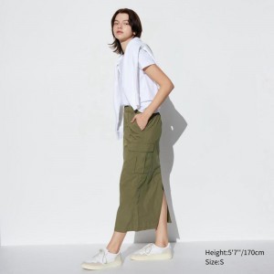 Uniqlo Easy Cargo Women Skirts Olive US | OQKV-68125