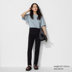 Uniqlo Extra Comfort Skinny Women Jeans Black US | ONZT-54298