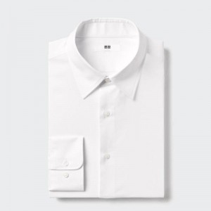 Uniqlo Fine Cloth Easy Care Regular Fit (Regular Collar, Check) Men Shirts White US | JTEX-62408