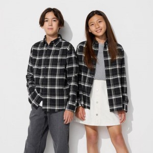 Uniqlo Flannel (Check) Kids' Shirts Black US | ZOCP-48325