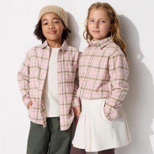 Uniqlo Flannel (Check) Kids' Shirts Pink US | AKCH-65137