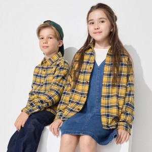 Uniqlo Flannel (Check) Kids' Shirts Yellow US | XQCS-93721