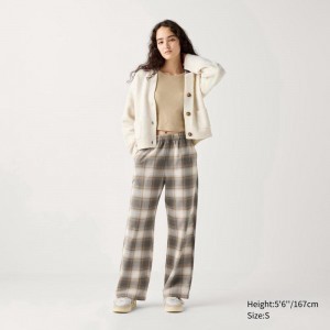 Uniqlo Flannel (Check) Women Trousers Beige US | JFGY-62748