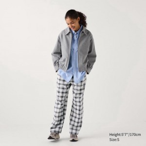 Uniqlo Flannel (Check) Women Trousers Off White US | SUEC-19376