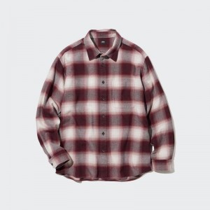 Uniqlo Flannel Regular Fit (Check, Regular Collar) Men Shirts Red US | BGXW-58129