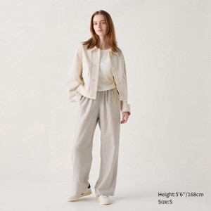 Uniqlo Flannel Women Trousers Beige US | DIQT-65139