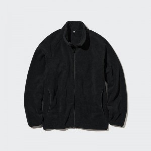 Uniqlo Fleece Full-Zip Men Jackets Black US | CEKR-10597