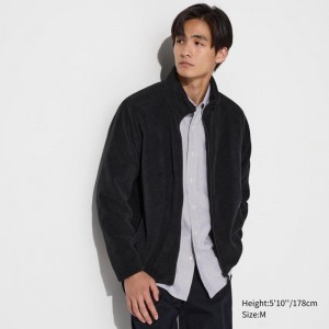 Uniqlo Fleece Full-Zip Men Jackets Black US | RIJX-84721