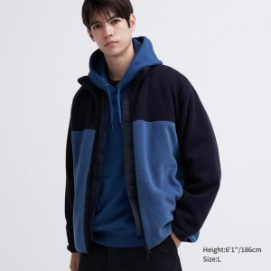 Uniqlo Fleece Full-Zip Men Jackets Blue US | ULRE-17398