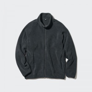 Uniqlo Fleece Full-Zip Men Jackets Dark Grey US | NSQA-38450