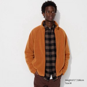 Uniqlo Fleece Full-Zip Men Jackets Dark Orange US | RYDS-30518