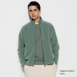 Uniqlo Fleece Full-Zip Men Jackets Green US | SXUI-42053