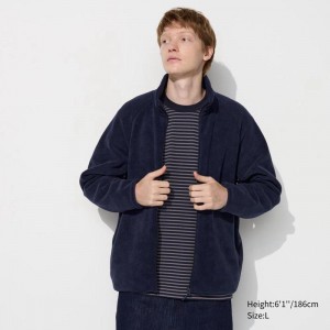 Uniqlo Fleece Full-Zip Men Jackets Navy US | SCBZ-51306