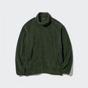 Uniqlo Fleece Full-Zip Men Jackets Olive US | IMYF-17439