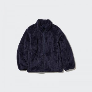 Uniqlo Fluffy Fleece Full-Zip Kids' Jackets Navy US | KWHI-65804