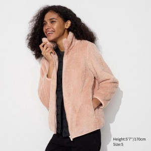 Uniqlo Fluffy Fleece Full-Zip Women Jackets Pink US | VFKH-63895