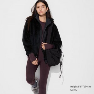 Uniqlo Fluffy Fleece Full-Zip Women Jackets Black US | GPMO-82960