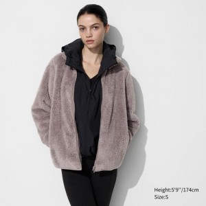 Uniqlo Fluffy Fleece Full-Zip Women Jackets Brown US | OBUT-89306