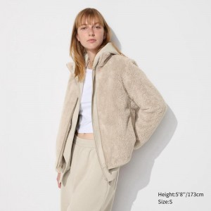 Uniqlo Fluffy Fleece Full-Zip Women Jackets Natural US | OSTF-40627