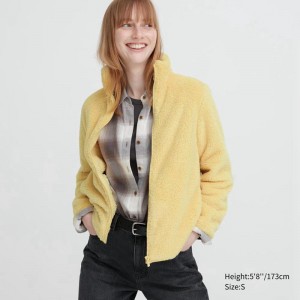 Uniqlo Fluffy Fleece Zipped Women Jackets Yellow US | WKBS-92673