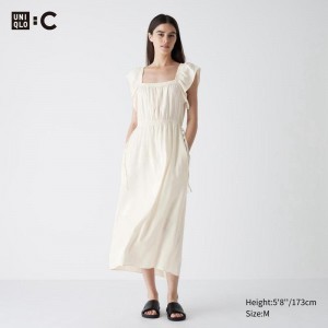 Uniqlo Gathered Open Back (Short Sleeve) Women Dress Off White US | SEXH-45798