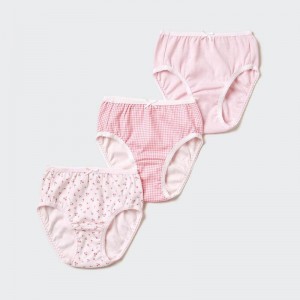 Uniqlo Girls (Cherries, 3 Pairs) Kids' Briefs Pink US | BVQT-93802