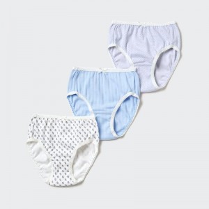 Uniqlo Girls Cotton (Flowers, 3 Pairs) Kids' Briefs Light Blue US | SXPV-96104