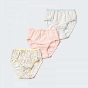 Uniqlo Girls (Flowers, 3 Pairs) Kids' Briefs Off White US | SMXQ-97438