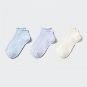 Uniqlo Girls Short (Frill, 3 Pairs) Kids' Socks Light Blue US | WTRY-95206