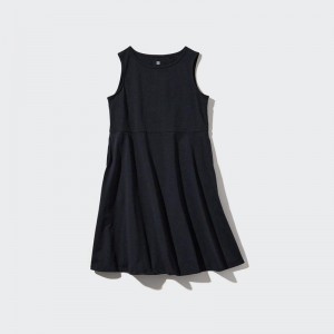 Uniqlo Girls Ultra Stretch AIRism Flared Sleeveless Kids' Dress Black US | TOWH-71234