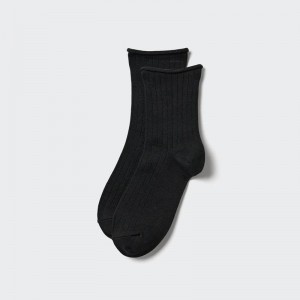 Uniqlo HEATTECH (Crew) Women Socks Tights Black US | QFYV-28741