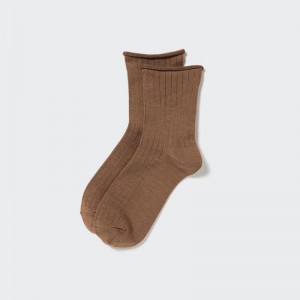 Uniqlo HEATTECH (Crew) Women Socks Tights Brown US | KHVI-86120