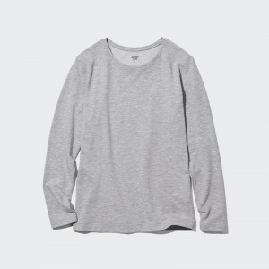 Uniqlo HEATTECH Extra Warm Cotton Crew Neck Women T-Shirts Grey US | BAFX-15698