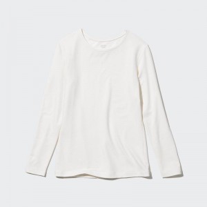 Uniqlo HEATTECH Extra Warm Cotton Crew Neck Women T-Shirts Off White US | QAHV-61532